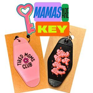 2/$10 NWT Sassy Mama Key Ring Chain Fob 2-sided Busy Mom Dog Cat Mommy Tired Era